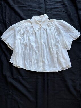 Banana Republic Cropped Cotton Silk Button-down Blouse XS Petite
